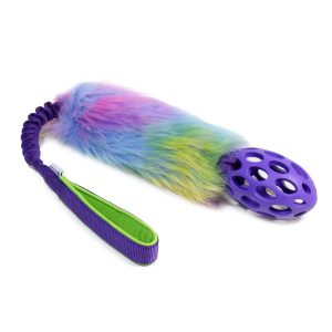 Rainbow faux fur bungee with holee football