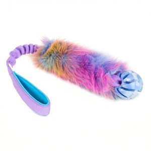 Rainbow Faux Fur Bungee with Spiral Ball