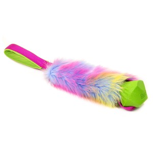 Rainbow Faux Fur Tug with Chuckit Erratic Ball